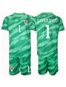 Kroatien Dominik Livakovic #1 Målvakt Replika Borta Kläder Barn EM 2024 Kortärmad (+ byxor)
